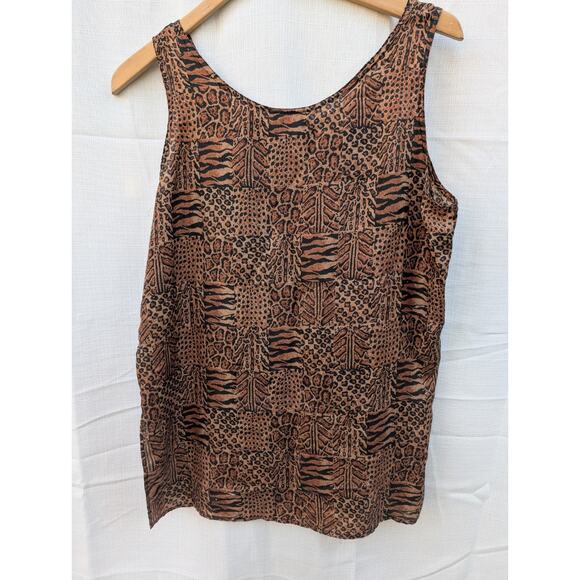 Stunt Womens Vintage Silk Animal Print Tank Top Sz M Leopard Cheetah 90s 80s - Picture 3 of 5